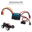 Waterproof 35A Brushless ESC Speed Controller for 1/16 1/18 RC Truck Blue Newly