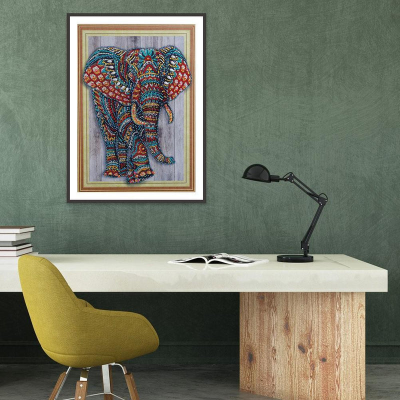 5D DIY Special Shape Diamond Painting Elephant Cross Stitch Craft Needlework Kit