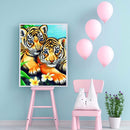 5D DIY Diamond Painting Two Tiger Kits Full Round Drill Wall Rhinestone Decor