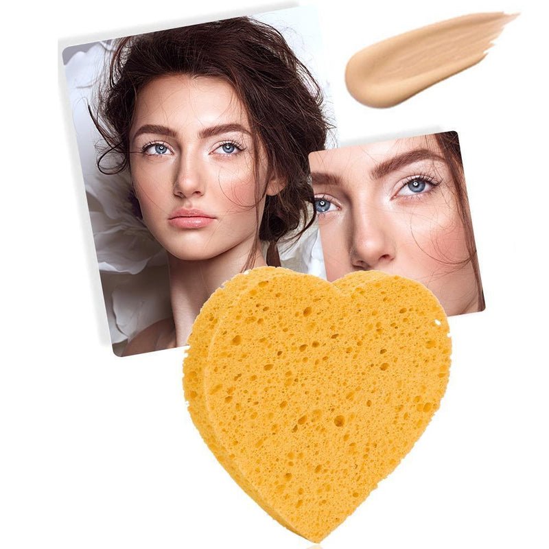 Heart Shaped Wood Pulp Cotton Face Wash Cleansing Sponge Soft Cosmetic Puff