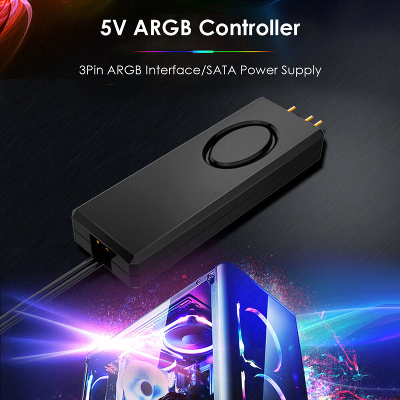 Desktop Chassis Fan LED Lighting SATA Pin Power Supply 5V ARGB Controller Newly