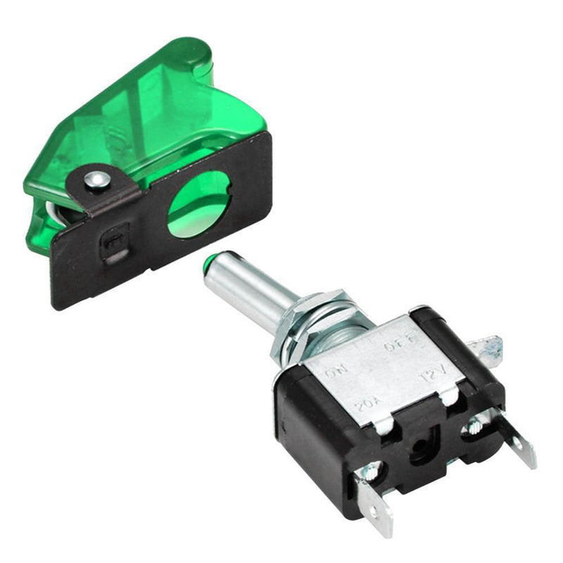 12V Illuminated LED Toggle Switch Control ON/OFF+Aircraft Missile Flip Up Cov