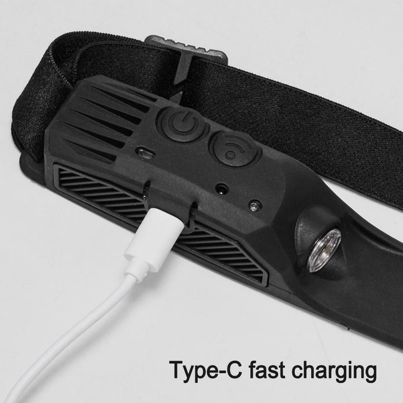 COB LED Sensor Headlight Flashlight USB Outdoor Camping Strong (A White)