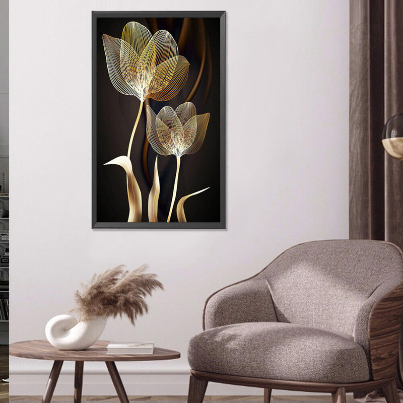 5D Diamond Painting Kit Golden Flower Full Round Drill DIY Crafts Mosaic Pict