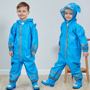 Kids Rain Suit Toddler Raincoat Unisex Baby Waterproof Coverall (Blue S)