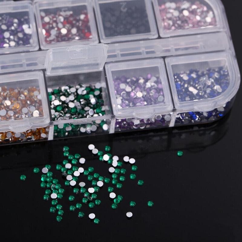 3600pcs Nail Art Rhinestones Decoration 1.5mm Round Glitters With Hard Case