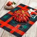 Linen Plaid Place Mat Tableware Pad Heat Insulation Dine Placemat for Xmas Decor