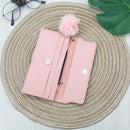 Women PU Flap Wallet with Plush Ball Lady Butterfly Coin Purse (Pink)