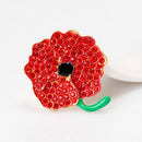 Red Flower Pins Brooch Rhinestone Korean Ladies Badges Jacket Lapel Shirt D