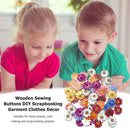 50pcs Wooden Sewing Buttons Flower Shape DIY Scrapbooking Knitting Clothes Decor