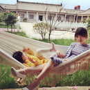 Camping Pure Double Hammock Outdoor Backyard Canvas Tassel Sleeping Swing Bed
