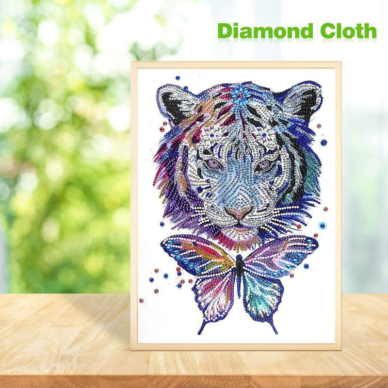 5D DIY Special Shaped Diamond Painting Tiger Butterfly Embroidery Kits Wall Art
