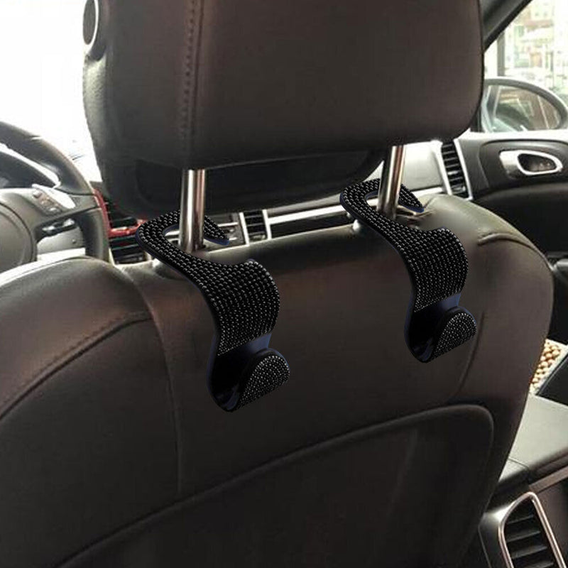 Car Back Seat Hook Bling Rhinestones Crystal Handbag Car Headrest Hanger Hooks
