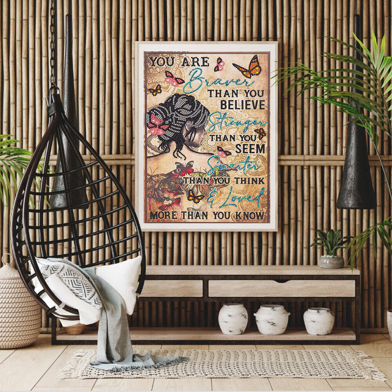 5D DIY Diamond Painting Kits Back Girl Partial Special Shape Drill Wall Decor