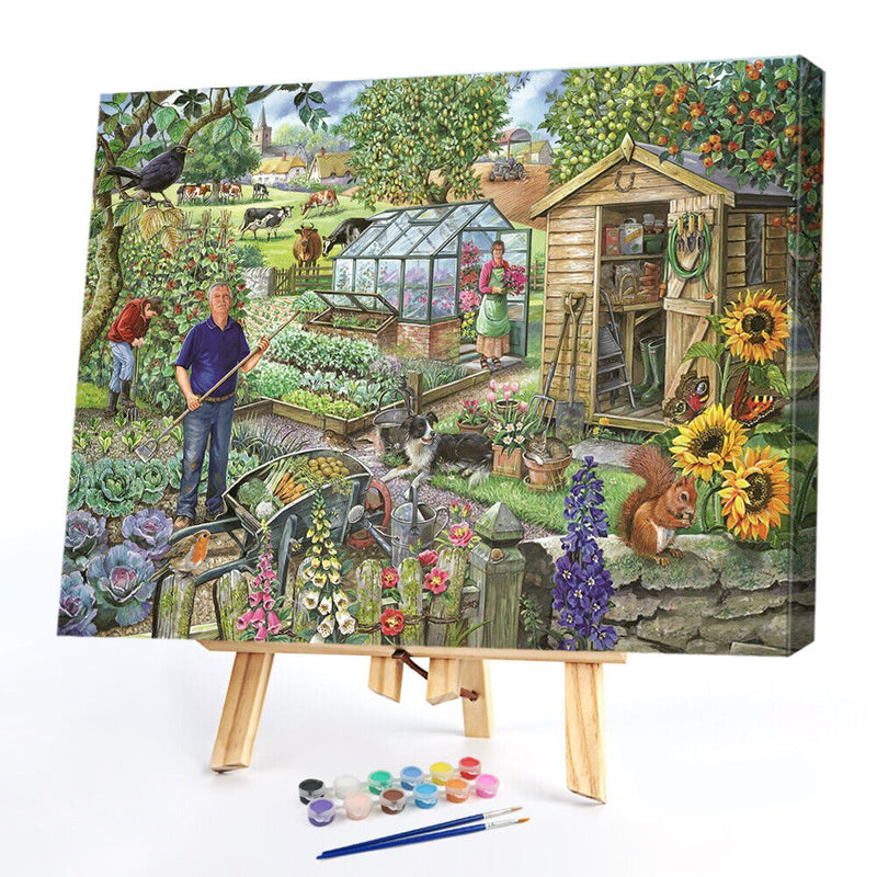 DIY Oil Paint By Number Town Scenery Canvas Artwork Living Room Hand Paint Decor