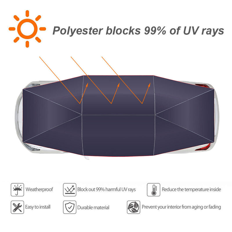 Waterproof Auto Tarpaulin Anti UV Car Sunshade Canopy (Dark Blue 4.2x2.1m) Newly