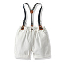 British Style Small Pocket Bow Tie Children Boys Summer Shirt Bib Pants Set