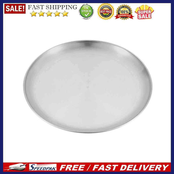 14-26cm Dia Camping Plate Stainless Steel Tableware Dinner Food Container Dishes
