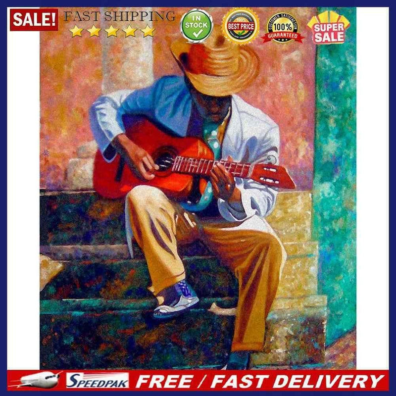 Acrylic Oil Painting By Numbers Guitarist On Street Digital Picture Home De