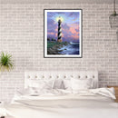 5D DIY Full Drill Round Shape Sea Tower Rhinestone Diamond Drawing for Home