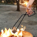 Charcoal Clamp Camping Bonfire Fireplace Fire Tongs with Leather Cover Barbecue