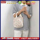 Simple Canvas Handbags Women Floral Printed Shopping Totes Lunch Storage Bags