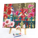 Fence Birds Flowers Oil Paint By Numbers Kit DIY Acrylic Painting on Canvas