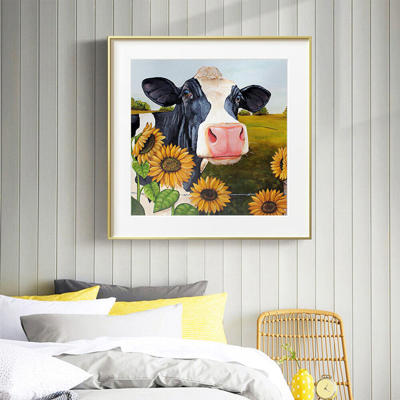Flower Cow Canvas Painted Oil Paint By Numbers Wall Art Modern Bedroom Decor