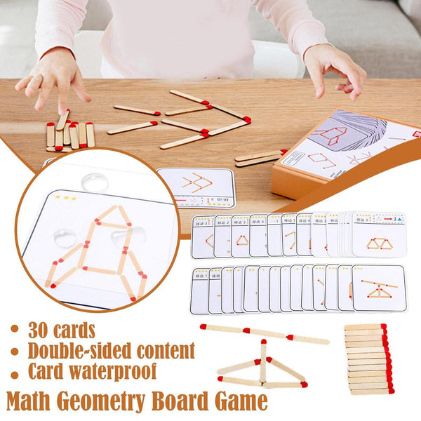 Montessori Matches Puzzles Game Wooden Toys DIY Math Geometry Board Game Toys`