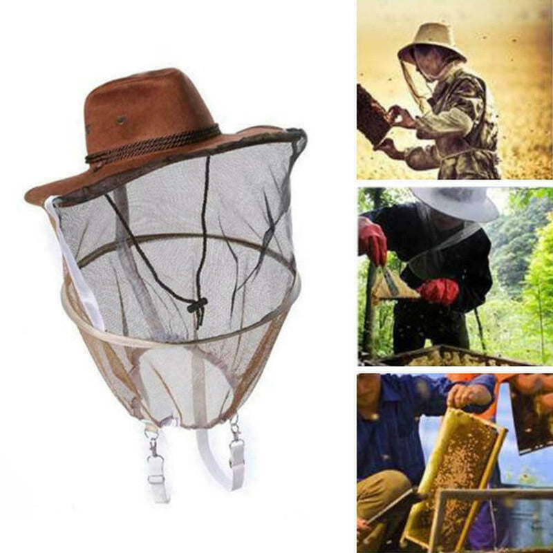 Beekeeping Beekeepers Cowboy Hat Mosquito Bee Insect Head Veil Protect Net C6E9