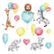 Cartoon Balloon Elephant Wall Stickers Kids Rooms Bedrooms Room Living H4T4