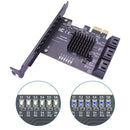 6 Port SATA III PCIe Card 6Gbps SATA 3.0 to PCI Express 1X Adapter with Bracket
