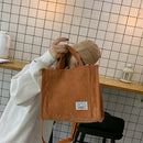 Retro Corduroy Messenger Handbag Female Portable Casual Shoulder Top-handle Bag