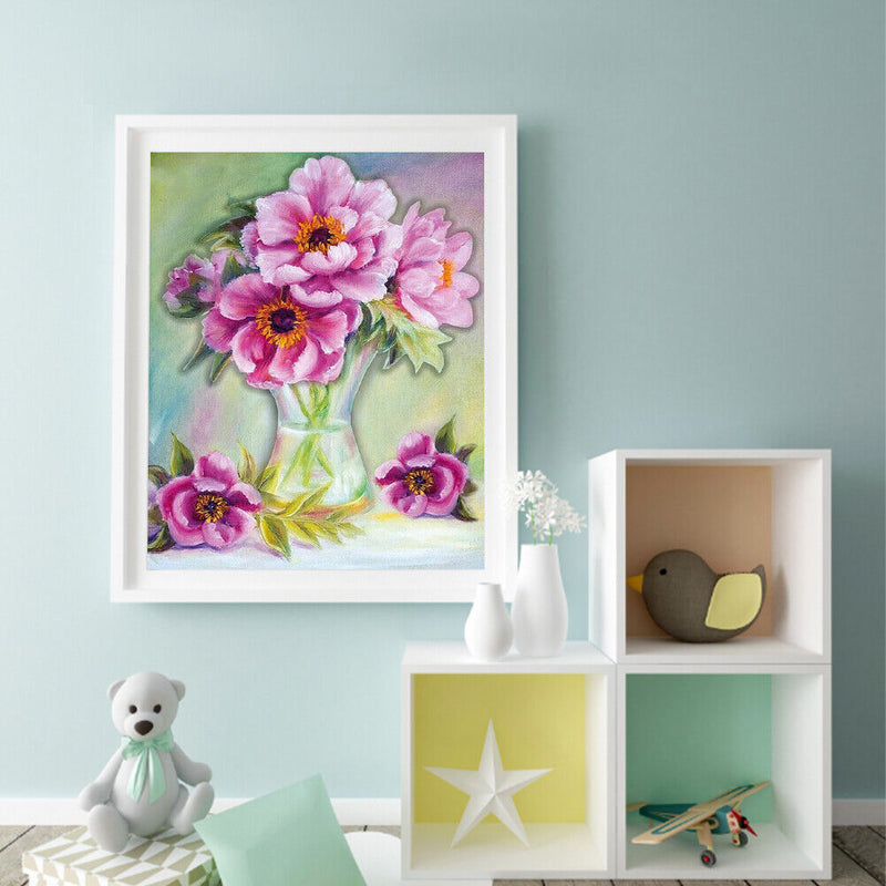 Paeonia Flower Series Oil Paint By Numbers Kit Frameless Drawing Picture Decor