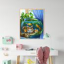 #A Cat Partial Oil Paint By Numbers Kit DIY Frameless Drawing Picture for Adul