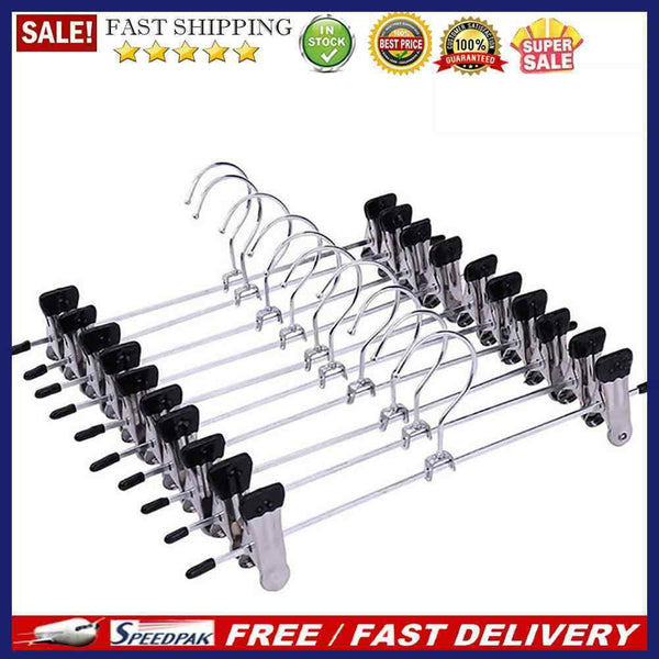 10pcs Stainless Steel Trousers Rack Clip Anti-Slip Clothespin Pants Clamp