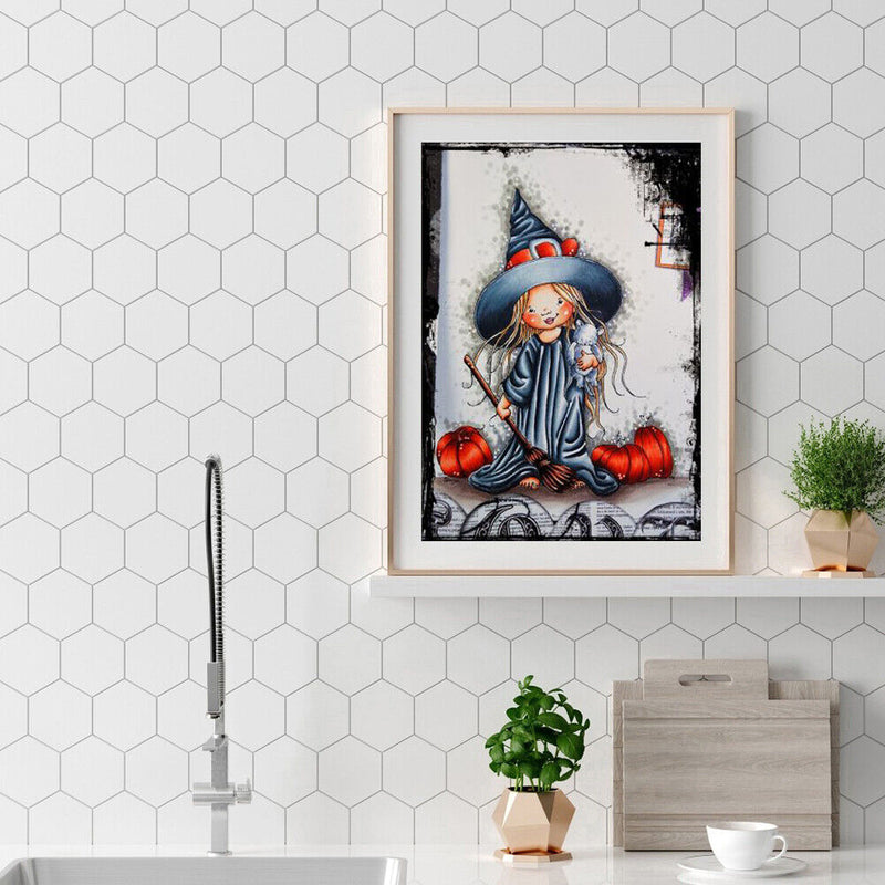 Art Hand Painted Oil Paint By Numbers Witch Digital Drawing On Canvas Home Decor