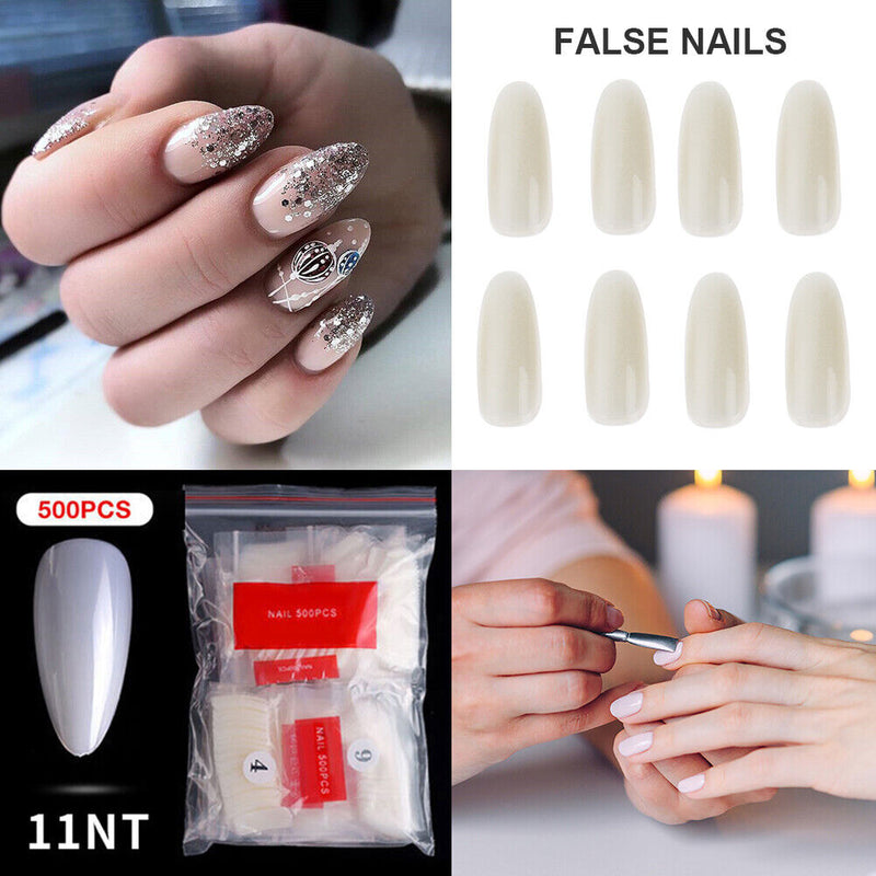 500pcs Ultra-Thin No. 3 Round Half Cover Nail Stickers Salon Exemption