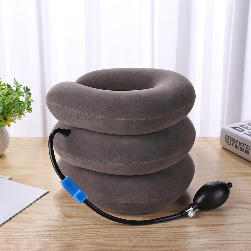 3-layered Air Inflatable Vertebra Retractor Neck Support Tractor (Grey) Newly