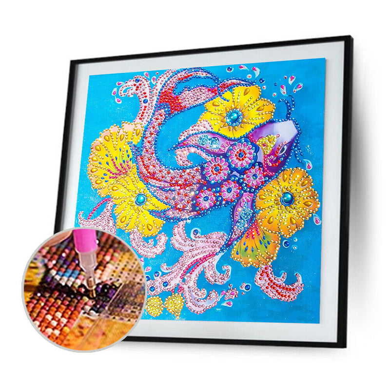 5D Diamond Colorful Fish Partial Special Drill Rhinestone Painting (bj107) Newly