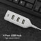 USB Hub 5Mbps High Speed Multi USB 2.0 Adapter 4 Port Splitter (White)