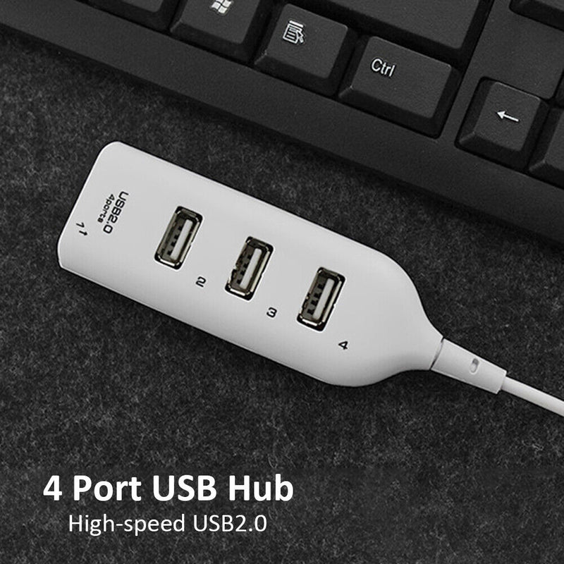 USB Hub 5Mbps High Speed Multi USB 2.0 Adapter 4 Port Splitter (White)