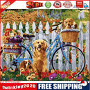 Bike and Dogs Oil Painting By Numbers DIY Paints On Canvas Picture Decor