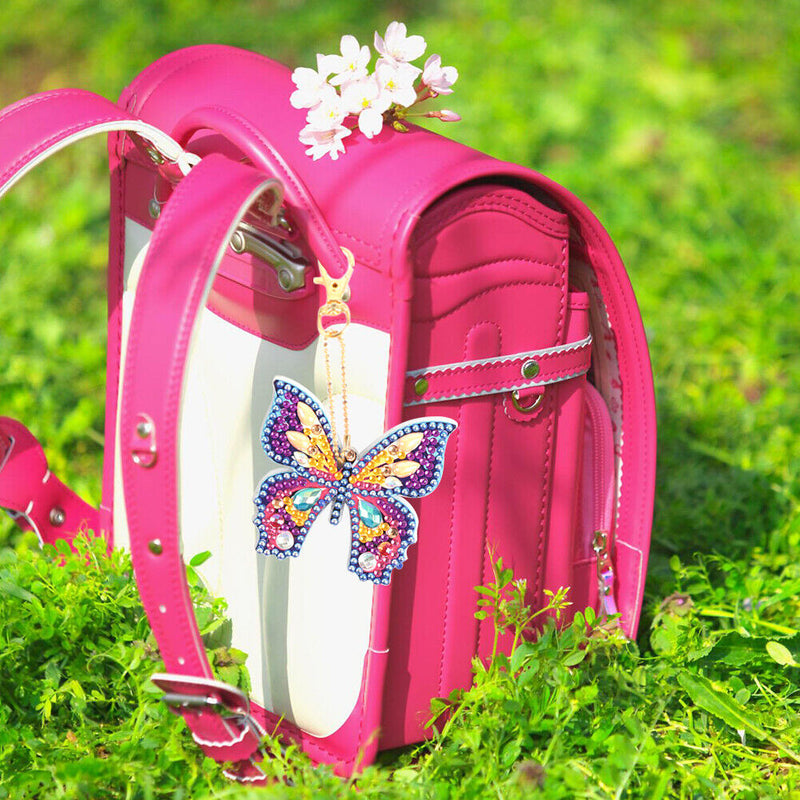 4pcs Butterfly 5D Full Drill Special Diamond Painting Key Chain Key Ring Newly