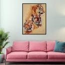 Handmade DIY Full Round Drill Diamond Painting 5D Yellow Tigers Poster Kit Newly