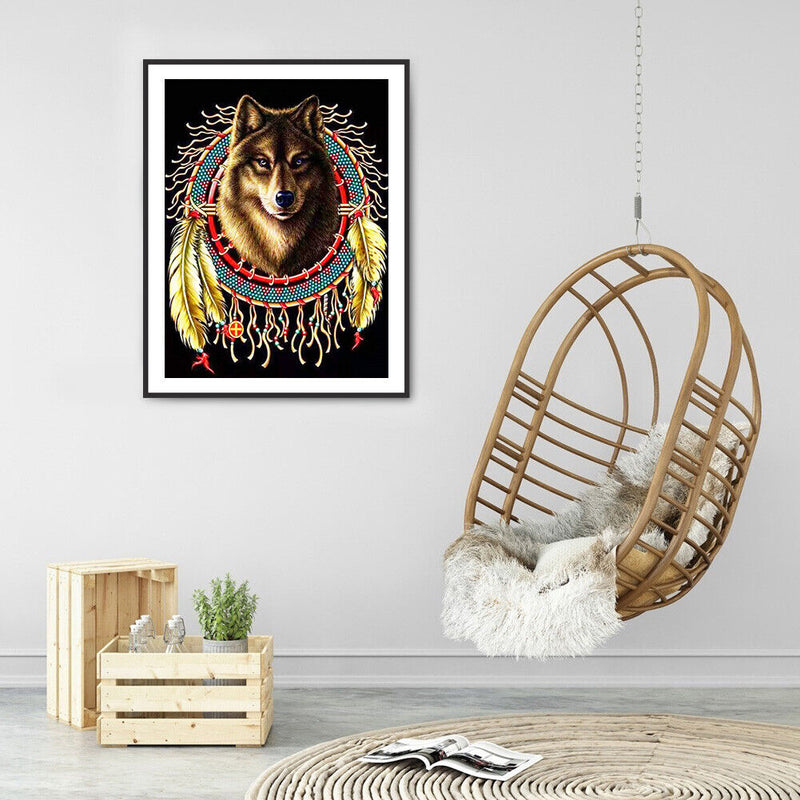 5D Diamond Painting Kit DIY Dreamcatcher Wolf Full Square Drill Home Decorations