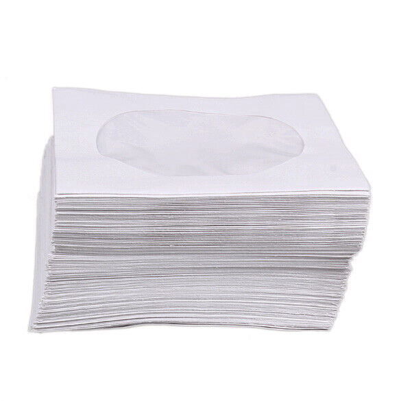 Mini 95Pcs Protective White Paper CD DVD Disc Storage Bag Envelopes Flap