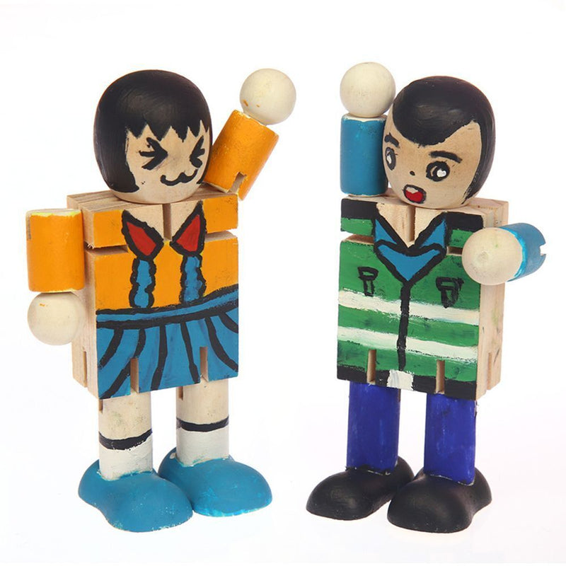 Decoration Graffiti Wooden Puppet Joint White Embryo Robot Deformation puppet