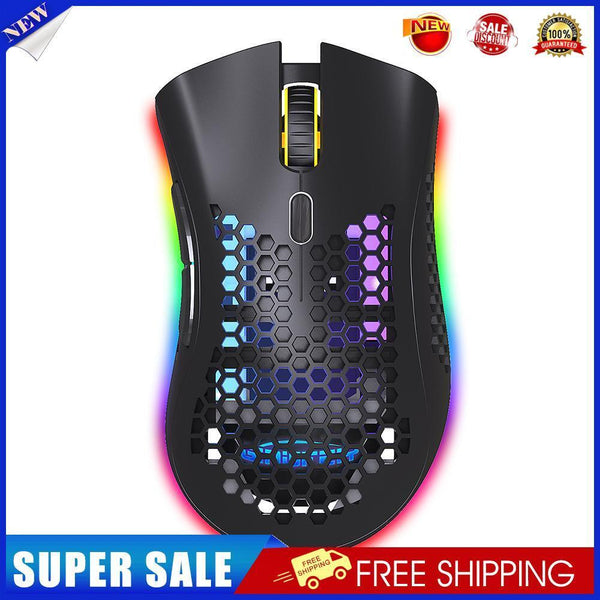 D2 2.4GHz RGB Wireless Gaming Mouse Rechargeable Hollow PC Mice (Black)