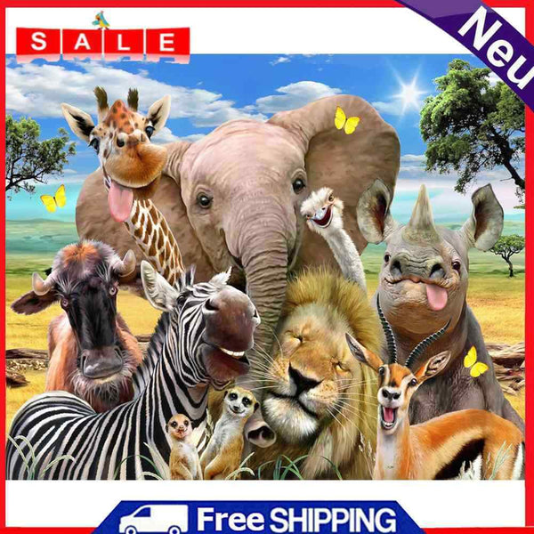 Painting By Numbers DIY Happy Animals Canvas Oil Wall Art Picture Ornaments Kit